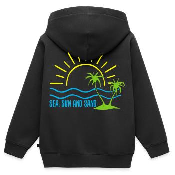 Meer, Sonne und Sand - Kinder Premium Organic Zip Hoodie - Schwarz - Hinten - AI Model Kid Male (0cm)