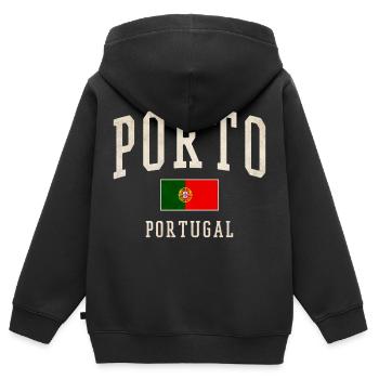 Porto Portugal Vintage Druck - Kinder Premium Organic Zip Hoodie - Schwarz - Hinten - AI Model Kid Male (0cm)