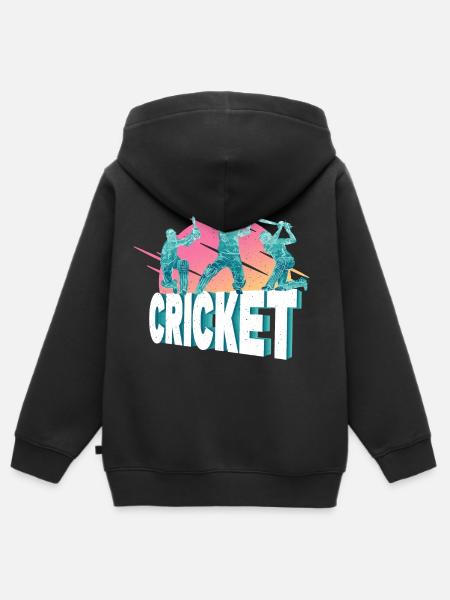 Cricket Cricketer Batsman Sport Vintage - Kids Premium Organic Zip-up Hoodie - black