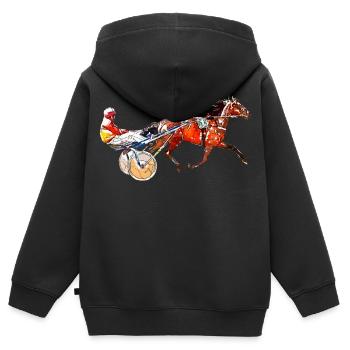 Traber Trabrennen - Kinder Premium Organic Zip Hoodie - Schwarz - Hinten - AI Model Kid Male (0cm)