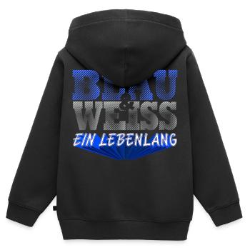Blau Weiss ein Leben Lang - Kinder Premium Organic Zip Hoodie - Schwarz - Hinten - AI Model Kid Male (0cm)
