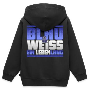 Blau Weiss ein Leben Lang - Kinder Premium Organic Zip Hoodie - Schwarz - Hinten - AI Model Kid Male (0cm)