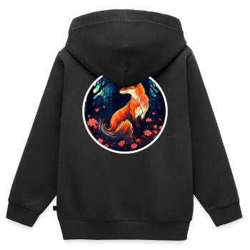Rudeltiere Fuchs Füchse Waldbewohner Waldtier - Kinder Premium Organic Zip Hoodie - Schwarz - Hinten - AI Model Kid Male (0cm)