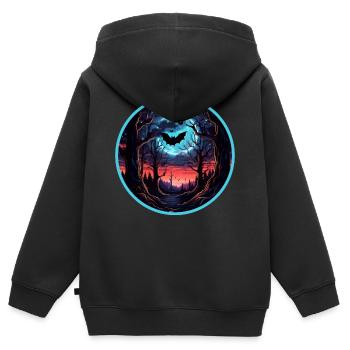 Fledermäuse Fledermaus Flughunde Halloween - Kinder Premium Organic Zip Hoodie - Schwarz - Hinten - AI Model Kid Male (0cm)