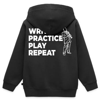 Writing, practicing, playing, repeating - Kids Premium Organic Zip-up Hoodie - black - Back - AI Model Kid Male (0cm)