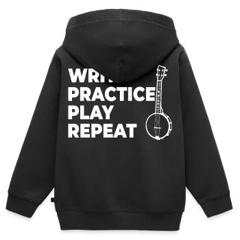 Writing, practicing, playing, repeating - Kids Premium Organic Zip-up Hoodie - black - Back - AI Model Kid Male (0cm)