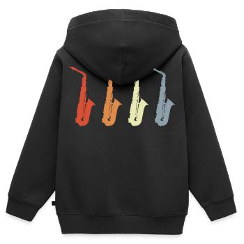 Vintage Saxophon Modelle - Kinder Premium Organic Zip Hoodie - Schwarz - Hinten - AI Model Kid Male (0cm)