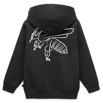 Honigbiene Zeichnung - Kinder Premium Organic Zip Hoodie - Schwarz - Hinten - AI Model Kid Male (0cm)