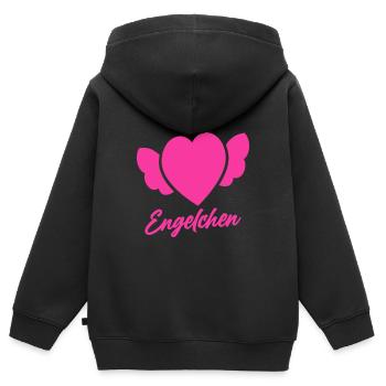 Engelchen mit Herz und Heiligenschein - Kinder Premium Organic Zip Hoodie - Schwarz - Hinten - AI Model Kid Male (0cm)