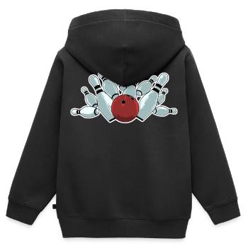 Frappe de bowling - Sweat Premium à capuche zippé enfant bio - noir - Dos - AI Model Kid Male (0cm)