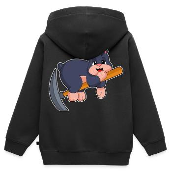 Minage de pioche de mineur taupe - Sweat Premium à capuche zippé enfant bio - noir - Dos - AI Model Kid Male (0cm)