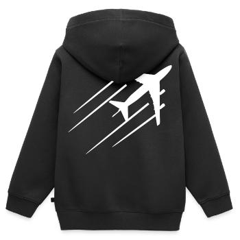 Avion - Sweat Premium à capuche zippé enfant bio - noir - Dos - AI Model Kid Male (0cm)