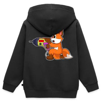 Fuchs Handwerker Bohrmaschine Handwerk - Kinder Premium Organic Zip Hoodie - Schwarz - Hinten - AI Model Kid Male (0cm)