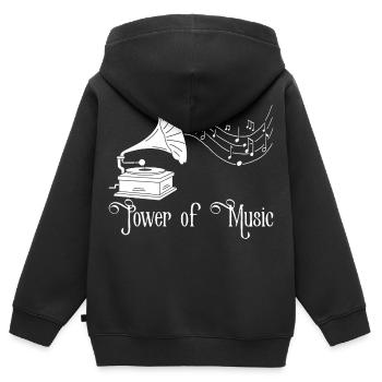 Musique vintage (blanc) - Sweat Premium à capuche zippé enfant bio - noir - Dos - AI Model Kid Male (0cm)