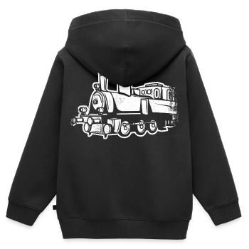 Dampflokomotive Skizze - Kinder Premium Organic Zip Hoodie - Schwarz - Hinten - AI Model Kid Male (0cm)