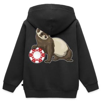 Ferret Poker Jetons de Poker - Sweat Premium à capuche zippé enfant bio - noir - Dos - AI Model Kid Male (0cm)
