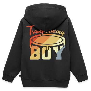 Trampolin Junge - Kinder Premium Organic Zip Hoodie - Schwarz - Hinten - AI Model Kid Male (0cm)