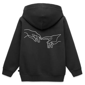 La création des mains d’Adam - Sweat Premium à capuche zippé enfant bio - noir - Dos - AI Model Kid Male (0cm)