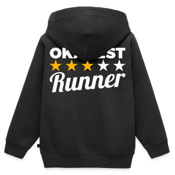 Coureur moyen - Sweat Premium à capuche zippé enfant bio - noir - Dos - AI Model Kid Male (0cm)