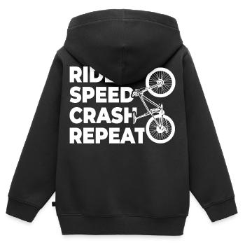 Radeln Fallen Wiederholen - Kinder Premium Organic Zip Hoodie - Schwarz - Hinten - AI Model Kid Male (0cm)