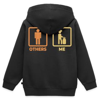 Koch Strichmännchen - Kinder Premium Organic Zip Hoodie - Schwarz - Hinten - AI Model Kid Male (0cm)