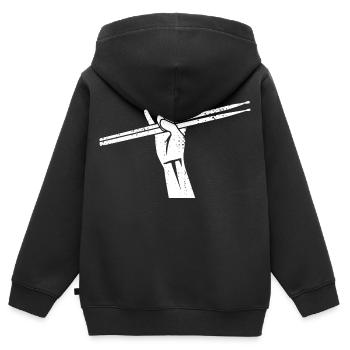 Schlagzeuger Rockmusik - Kinder Premium Organic Zip Hoodie - Schwarz - Hinten - AI Model Kid Male (0cm)