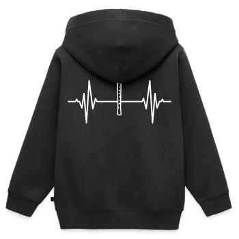 Flöte Herzklopfen - Kinder Premium Organic Zip Hoodie - Schwarz - Hinten - AI Model Kid Male (0cm)