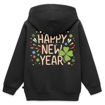 Neujahrsfreude mit Shamrock - Kinder Premium Organic Zip Hoodie - Schwarz - Hinten - AI Model Kid Male (0cm)
