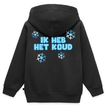 J’ai froid. Pour le froid. Humour* - Sweat Premium à capuche zippé enfant bio - noir - Dos - AI Model Kid Male (0cm)