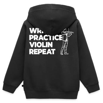 Writing Practice Repeating Violin - Kids Premium Organic Zip-up Hoodie - black - Back - AI Model Kid Male (0cm)