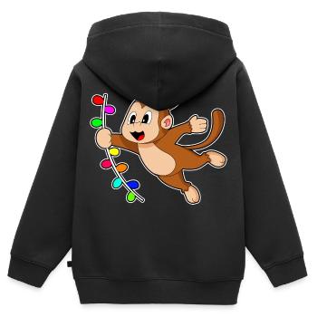 Affe Weihnachten Liane - Kinder Premium Organic Zip Hoodie - Schwarz - Hinten - AI Model Kid Male (0cm)