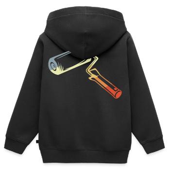Croquis de défilement de peintre rétro - Sweat Premium à capuche zippé enfant bio - noir - Dos - AI Model Kid Male (0cm)