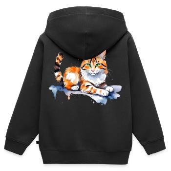 Katze im Schnee - Kinder Premium Organic Zip Hoodie - Schwarz - Hinten - AI Model Kid Male (0cm)