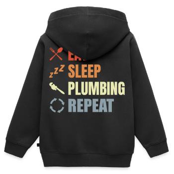 Manger Sommeil Plomberie Répéter - Sweat Premium à capuche zippé enfant bio - noir - Dos - AI Model Kid Male (0cm)