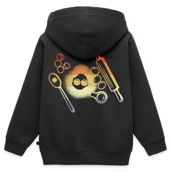 Ingrédients de cuisson Look vintage - Sweat Premium à capuche zippé enfant bio - noir - Dos - AI Model Kid Male (0cm)