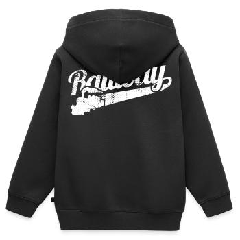 L'amour des chemins de fer - Sweat Premium à capuche zippé enfant bio - noir - Dos - AI Model Kid Male (0cm)