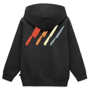 Retro Messer Set - Kinder Premium Organic Zip Hoodie - Schwarz - Hinten - AI Model Kid Male (0cm)
