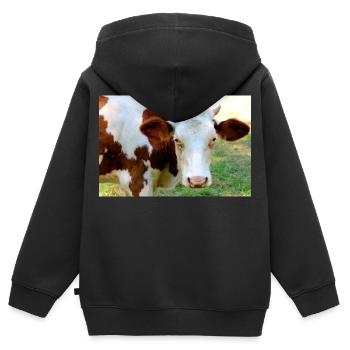 Affiche de vache - Sweat Premium à capuche zippé enfant bio - noir - Dos - AI Model Kid Male (0cm)