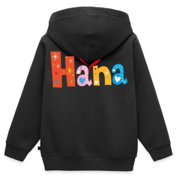 Personalisierter Hana-Name - Kinder Premium Organic Zip Hoodie - Schwarz - Hinten - AI Model Kid Male (0cm)