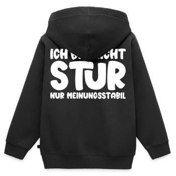 Ich bin nicht stur nur meinungsstabil - Kinder Premium Organic Zip Hoodie - Schwarz - Hinten - AI Model Kid Male (0cm)