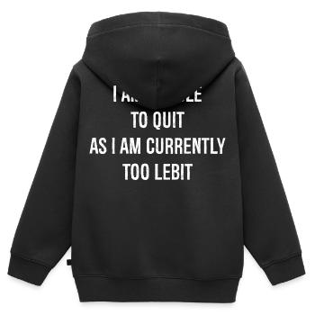 Ich bin nicht in der Lage, lustiges Hemd aufzugeben - Kinder Premium Organic Zip Hoodie - Schwarz - Hinten - AI Model Kid Male (0cm)