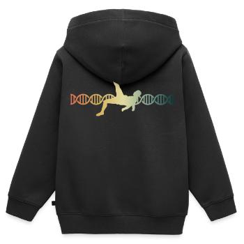 Fussball Fallrückzieher DNA DNS - Kinder Premium Organic Zip Hoodie - Schwarz - Hinten - AI Model Kid Male (0cm)