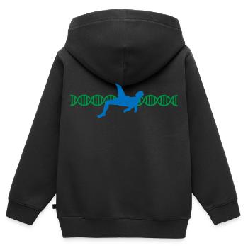 Fussball Fallrückzieher DNA | Farben änderbar - Kinder Premium Organic Zip Hoodie - Schwarz - Hinten - AI Model Kid Male (0cm)
