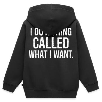 Ich mache ein Ding, das ich will, lustiges Hemd - Kinder Premium Organic Zip Hoodie - Schwarz - Hinten - AI Model Kid Male (0cm)