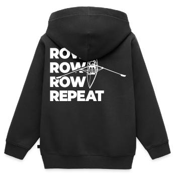 Rudern Rudern Rudern Wiederholen - Kinder Premium Organic Zip Hoodie - Schwarz - Hinten - AI Model Kid Male (0cm)