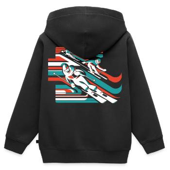 Ski Sports d’hiver Neige Hiver - Sweat Premium à capuche zippé enfant bio - noir - Dos - AI Model Kid Male (0cm)