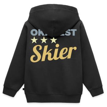 Skieur moyen - Sweat Premium à capuche zippé enfant bio - noir - Dos - AI Model Kid Male (0cm)