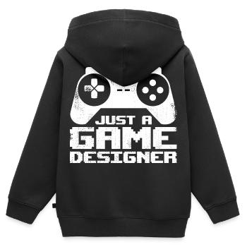 Concepteur de jeux - Sweat Premium à capuche zippé enfant bio - noir - Dos - AI Model Kid Male (0cm)