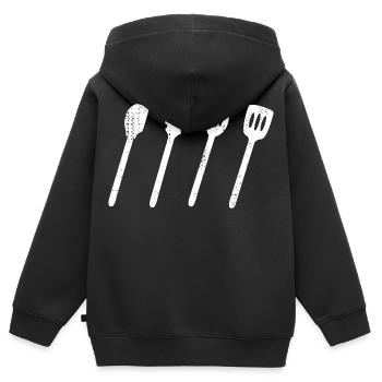 Kochlöffel Set Zeichnung - Kinder Premium Organic Zip Hoodie - Schwarz - Hinten - AI Model Kid Male (0cm)