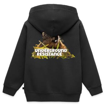 Murmeltier Underground Resistance 2024 - Kinder Premium Organic Zip Hoodie - Schwarz - Hinten - AI Model Kid Male (0cm)